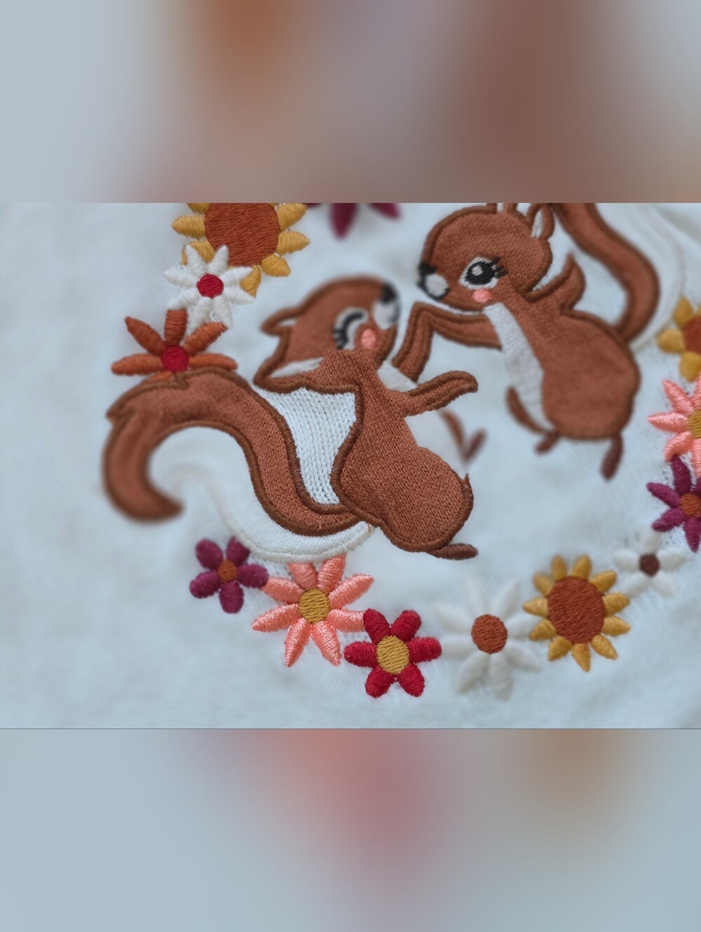 Gymboee "Happy Harvest"embroidered squirrel sweater - Picture 5 of 9